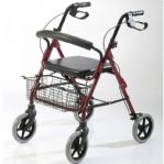 Andador plegable con asiento, canasto y frenos